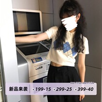 Dongri is a curly cute college wind Lingge Polo short-sleeved t-shirt womens 2021 new slim-fit short-section top