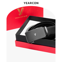 Yercon Mens Leather Strap Gift Box Genuine Leather Automatic Buckle Belt Fashion Tide Gift Gift-giving Boyfriend Sending husband