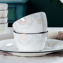 Jingdezhen ceramic bowl Household eating rice bowl Nordic creative simple large noodle bowl Soup bowl Bone China tableware single