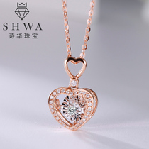 Shihua Jewelry 18K Rose Gold Diamond choker Pendant Women Heart Diamond Pendant Necklace Real Diamond