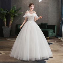 Light wedding dress 2021 new bride Qi luxury dream word shoulder Hepburn super fairy simple suspender