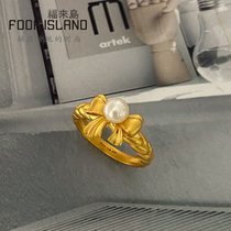 Fulai Island gold ring pure gold 999 sweetheart princess bowknot ring ancient gold fashion new female jewelry