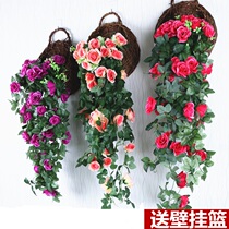 Simulation wall hanging fake flower orchid indoor plant hanging basket flower wall decoration Creative Wall living room hanging flower Vine
