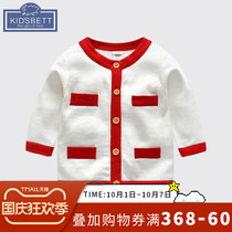Belle sweet spring and autumn new baby girl red knitted sweater button cardigan outside Girls first party coat