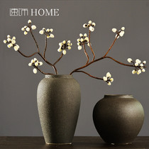 Japanese-style white silver willow simulation flower small cotton Chinese living room dining table Home decoration vase flower arrangement fake flower decoration