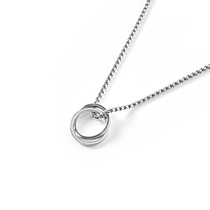 PCMY Birthday Gift Titanium Steel Double Ring Couple Ring Necklace Student Couple Lock Bone Chain Birthday Gift Ornament Tide