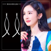 Personality earrings female temperament long earrings Sterling Silver put allergy fashion geometric studs Korean atmospheric ear jewelry