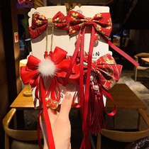 Chinese style childrens Hanfu hair accessories New Years retro girl bow ribbon hairclip Princess tassel New Year headdress