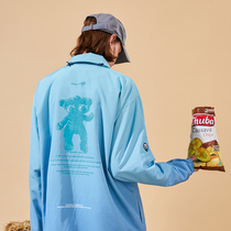 SENCE LA national tide bear print jacket mens Spring and Autumn New gradient long sleeve lovers Tide brand coat women