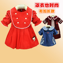 Baby girl blouse waterproof corduroy spring autumn and winter plus size painting and eating clothes long-sleeved anti-dirty baby and childrens reverse dressing