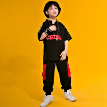 Childrens street dance suit boy hip-hop Chinese style short-sleeved performance clothing childrens hiphop performance clothing Hanfu tide clothing