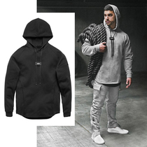 Autumn new European and American style sports sweater mens loose hoodie muscle brothers fitness training casual top