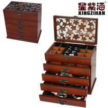 Multilayer Ornament First Accessories Box Earrings Earrings Necklace necklace with large capacity wooden drawer Jewelry Box Makeup Mirror