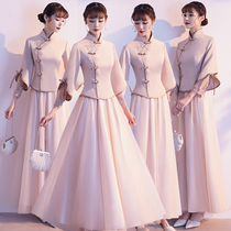 Chinese bridesmaid dress 2021 new spring and autumn long-sleeved best friend dress wedding Xiuhe dress sister group dress Chinese style