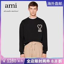 Ami Paris Autumn Winter New Stars men and women Identical Round Collar Loose Big Love Embroidered Long Sleeve Headwear
