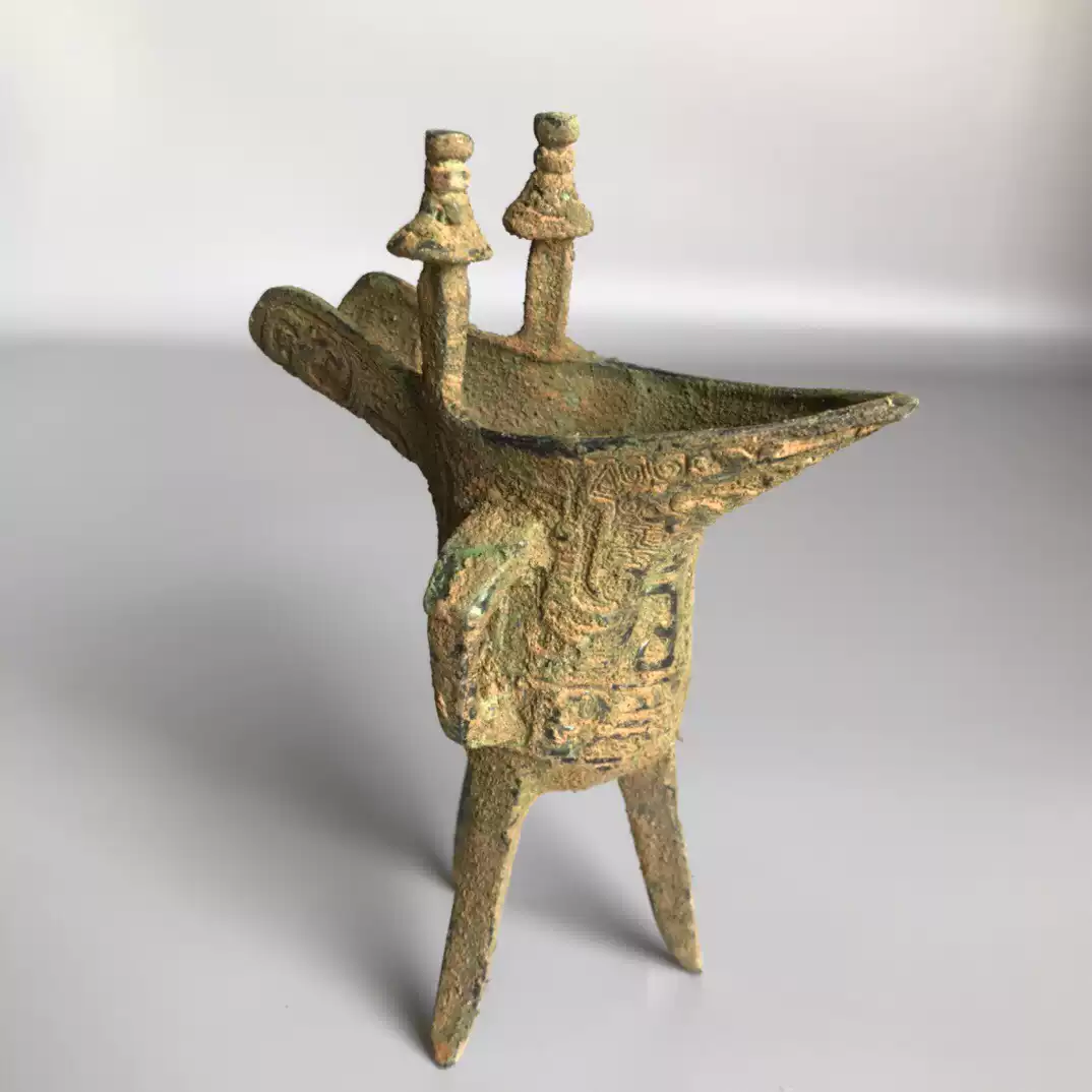 古玩古董收藏古代秦朝酒杯爵杯大號家居擺飾父辛爵酒杯包郵