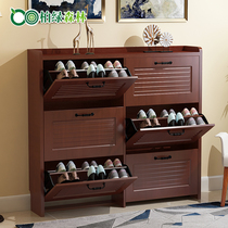 Shoe cabinet Modern simple foyer cabinet entrance hall thin dump shoe cabinet solid wood color narrow shoe rack Simple and economical