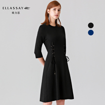 ELLASSAY Goliath 2020 autumn and winter new two-color wool waist slim dress sleeve dress