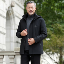 Middle-aged and old coat male winter coats dad mounted detachable cap cotton 60-year-old Winter thick cotton-padded jacket