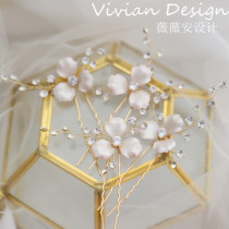 Flower elegant rhinestone hair fork small versatile simple flash diamond hair accessories styling bride headwear photography retro hair accessories