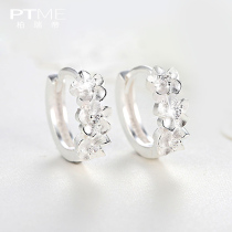 Sterling silver earrings female cherry blossom stud earrings Korean temperament fresh literature and art sleep without picking the ear buckle earrings small