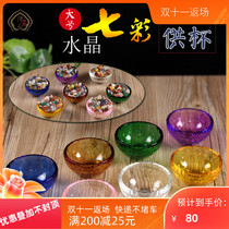 Buddhist supplies 8CM crystal water supply bowl glass glass for Buddha water bowl Buddha Hall ornaments 7 sets