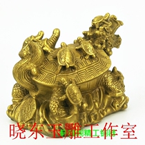 Pure Copper Dragon tortoise dragon head turtle Nine Nine Dragon tortoise copper Nine Dragon tortoise mother and son tortoise bronze ornaments