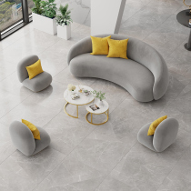 Office shaped sofa coffee table combination set simple modern reception room Hall meeting guest curved office sofa