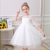 Princess dress Girls Puff yarn Childrens dresses Flower girl little host girl wedding dress piano performance suit foreign summer