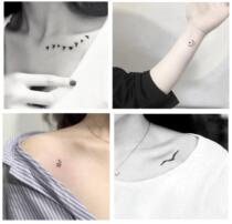 ins black and white small tattoo Ukiyo-e tattoo sticker collarbone girl couple finger lasting simulation cute sexy