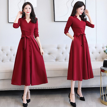 Red Liondress 2022 Spring and autumn new womens temperament in the middle of a long high-end temperament mom Long dress