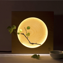 Space mode unexpected design full moon lamp string moon lamp Japanese solid wood table lamp wooden led bedroom bedside