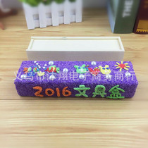 Handmade diy wooden pencil box Pearl snowflake clay clay childrens handmade diy coloring