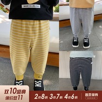 Lin Lin Ma childrens clothing boys pants spring and autumn boys striped Haren pants childrens leggings baby children spring and autumn