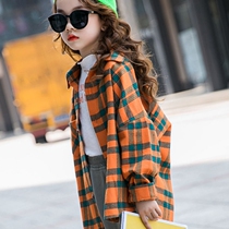 Girls Shirt Spring and Autumn Middle Children Plaid Shirt Children 12-year-old Fashionable little girl jacket Long sleeve 2