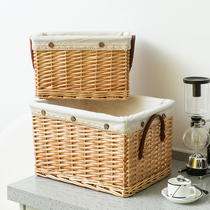 Rattan storage basket laundry basket dirty clothes storage basket Woven fabric bamboo basket Willow basket Desktop storage basket