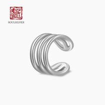 Old silversmith multilayer earpiece clip 925 silver without ear clip minimalist with wind silver ear ring Fashion personality earbone clip woman