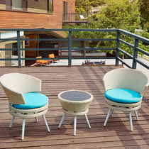 Balcony small table and chair rattan chair three-piece outdoor coffee table leisure table and chair combination Nordic chair rattan outdoor table and chair