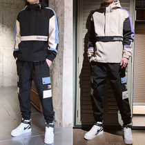 Mens sweater 2020 spring and autumn new Korean version of the trend ins hooded sports boys  autumn handsome set