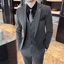 Western suit suit mens high-end three sets of business casual positive dress accompanied bridegroom groom wedding suit trend