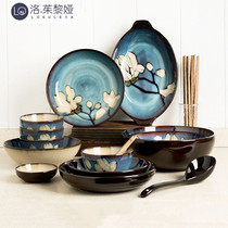 LO GULEYA dish suit Home Japan Thickened Anti-Burn Bowl ceramic cutlery rice bowls Bowl Soup Bowl dish