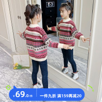 Girls autumn winter clothing thickened sweater 2022 new CUHK Tong jacket Head blouse Girl Warm Wire Clothing-knitted sweatshirt