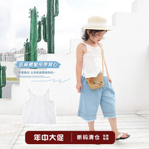 Girl cotton linen beauty back harness jacket outside wearing foreign air blouse with shoulder to shoulder Han version 100 hitch of summer net red tides