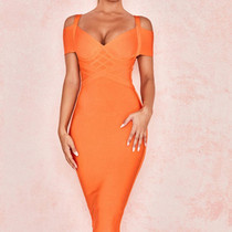  Bandage Dress  V Neck Off Shoulder Club Bodycon Party Dress