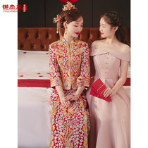 Dragon-phoenix-coat imperial bride on 2022 new show and rework high-end Chinese wedding wedding dress toast gown Summer