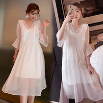 Pregnant Women summer dress set tide mother thin two-piece summer skirt dress summer Foreign hot mother tide chiffon