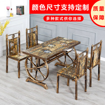 Theme Western Restaurant Simple Hotel Snack Dining Noodle Restaurant Fast Dining Table and Chair Combination Cafe Milk Tea Retro Iron Art
