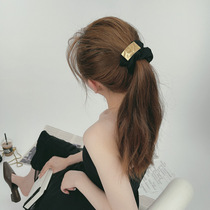 2021 New ins Wind large intestine Hairband simple Korean Net red leather band female tie head temperament retro French headdress