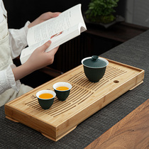 Bamboo small tea tray rectangular dry bubble pan large and small mini tray water storage household tea tray office tea table