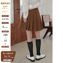 Creamsu white suit pleated skirt women 2021 Spring Summer new high waist navy blue a short skirt